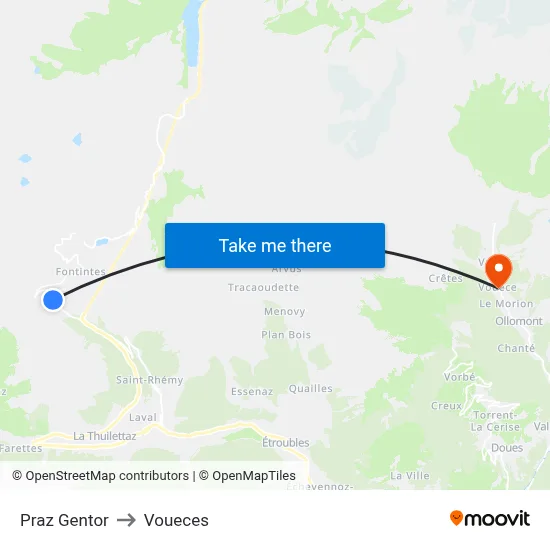 Praz Gentor to Voueces map