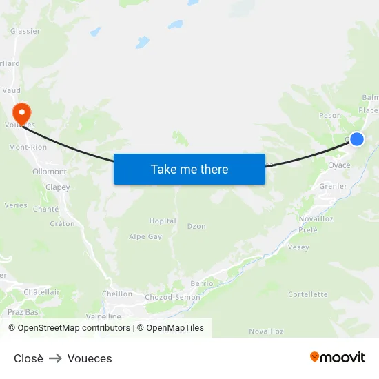 Closè to Voueces map