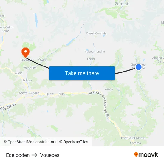 Edelboden to Voueces map