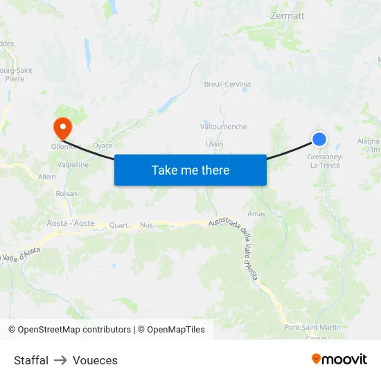 Staffal to Voueces map