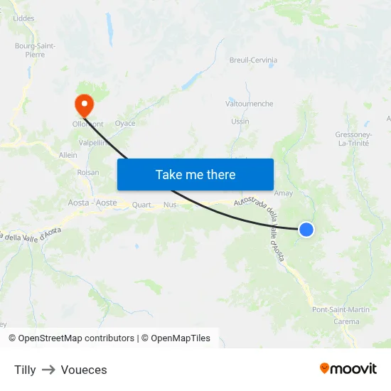 Tilly to Voueces map
