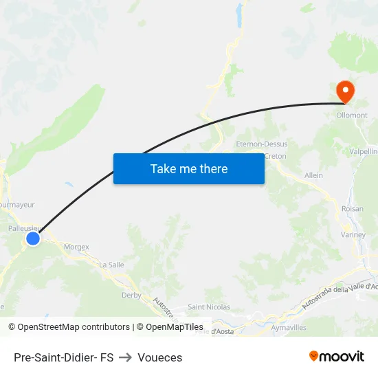 Pre-Saint-Didier - Railway Station to Voueces map