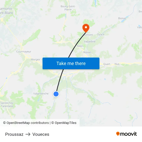 Proussaz to Voueces map