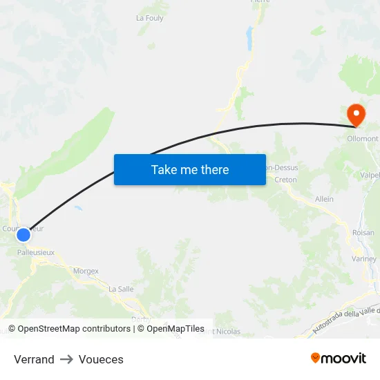 Verrand to Voueces map