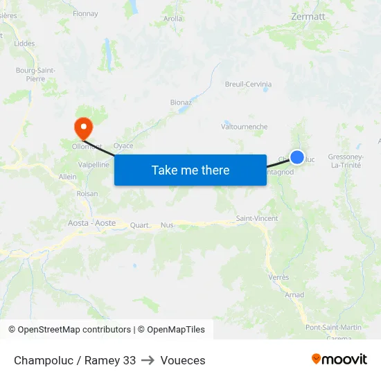 Champoluc / Ramey 33 to Voueces map