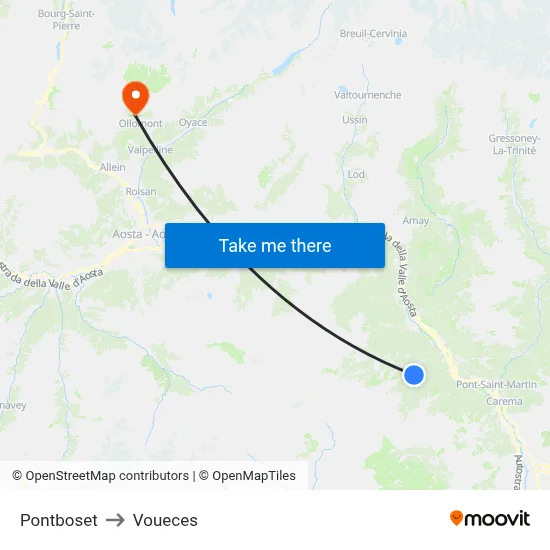 Pontboset to Voueces map
