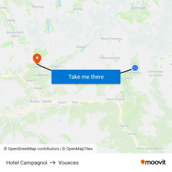 Hotel Campagnol to Voueces map