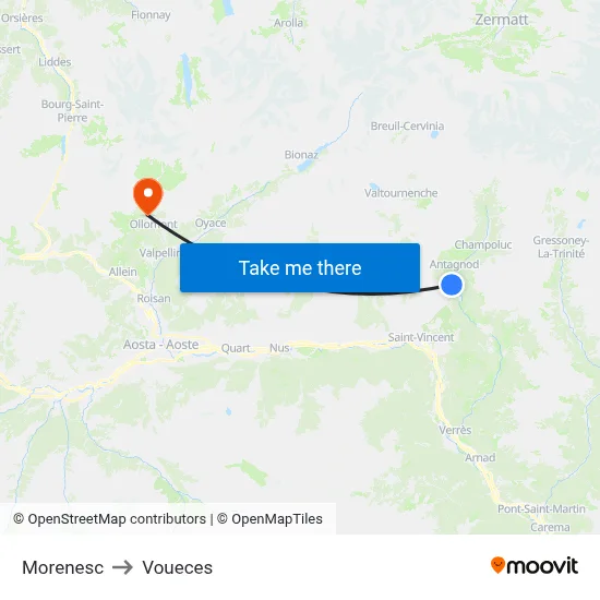 Morenesc to Voueces map