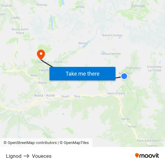 Lignod to Voueces map