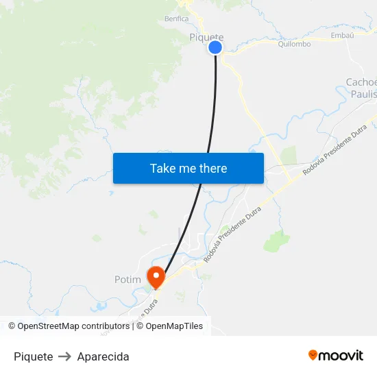 Piquete to Aparecida map