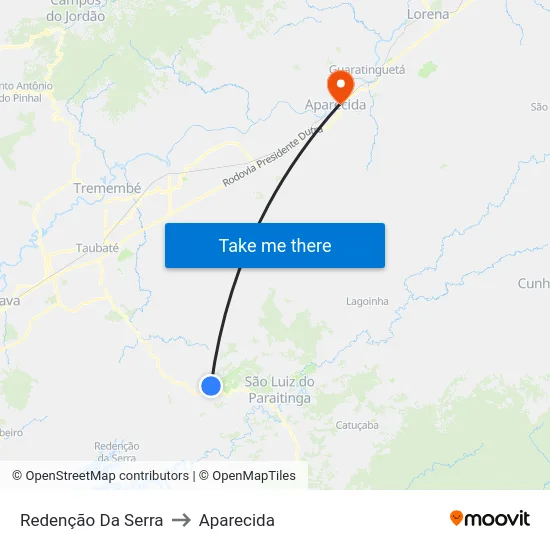 Redenção Da Serra to Aparecida map