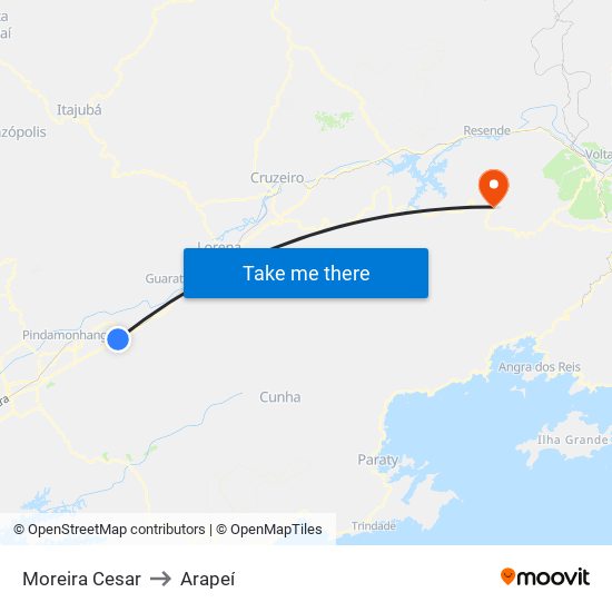 Moreira Cesar to Arapeí map