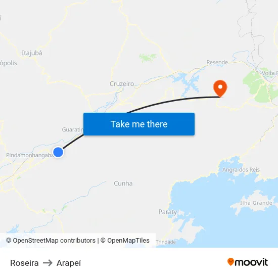 Roseira to Arapeí map