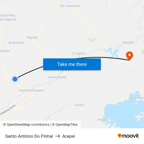 Santo Antônio Do Pinhal to Arapeí map