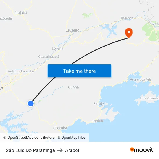 São Luis Do Paraitinga to Arapeí map