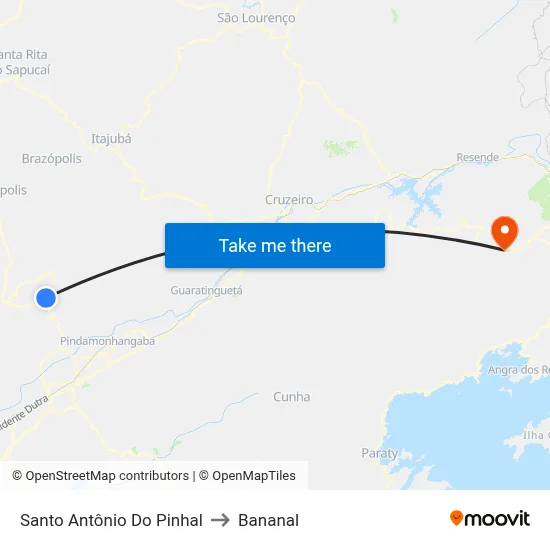 Santo Antônio Do Pinhal to Bananal map