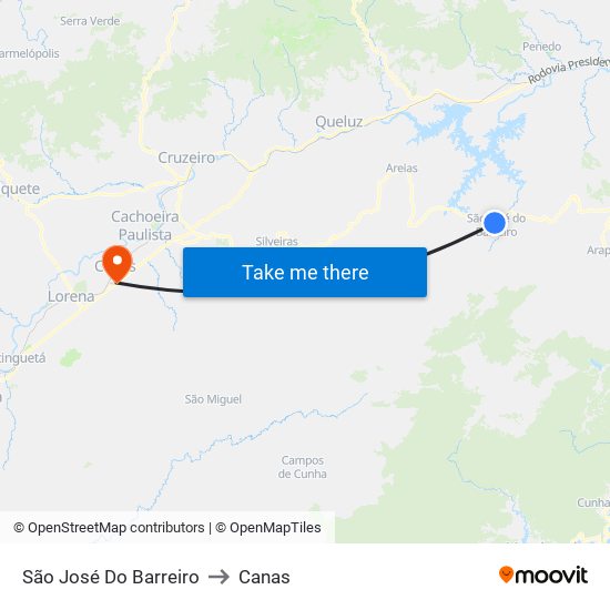 São José Do Barreiro to Canas map