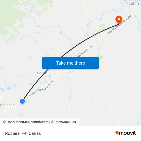 Roseira to Canas map