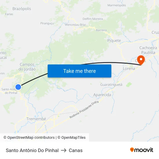 Santo Antônio Do Pinhal to Canas map