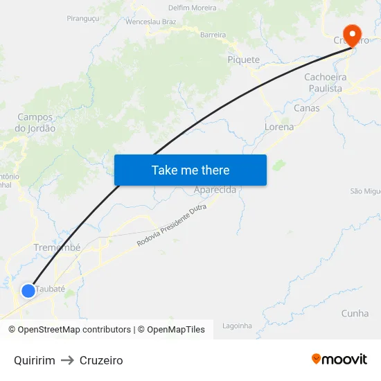 Quiririm to Cruzeiro map