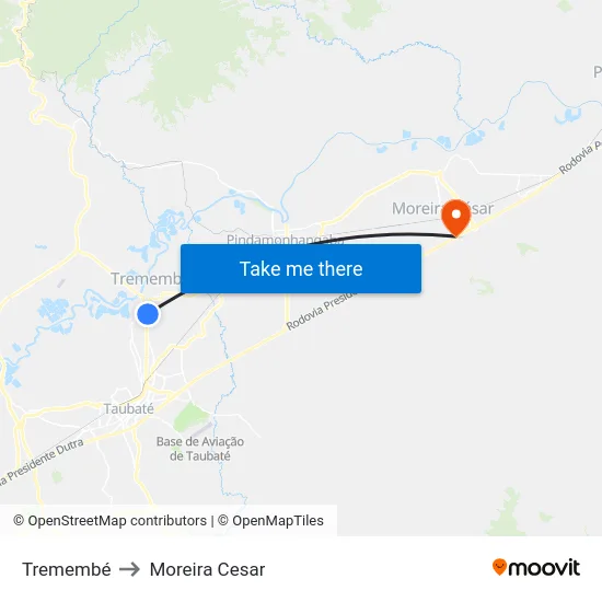 Tremembé to Moreira Cesar map