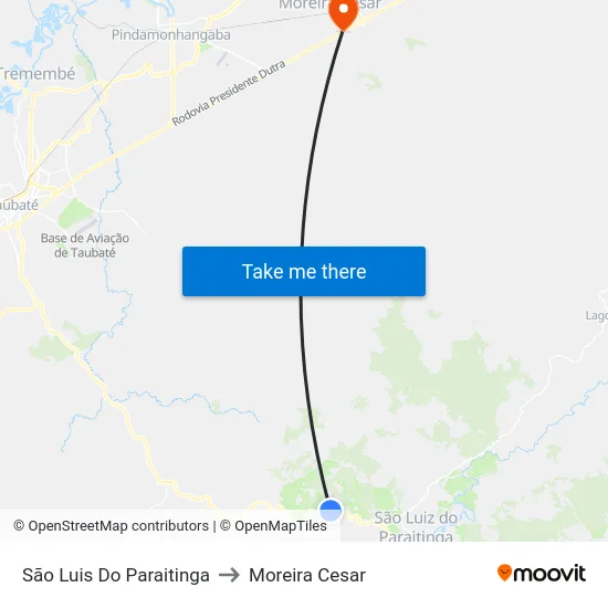 São Luis Do Paraitinga to Moreira Cesar map