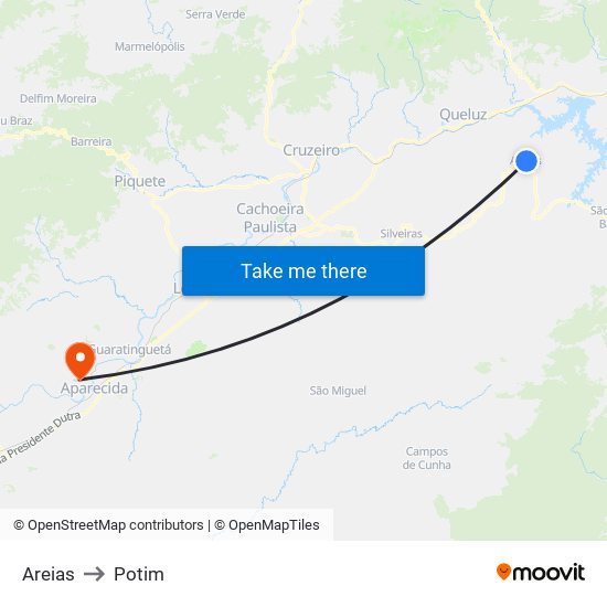 Areias to Potim map