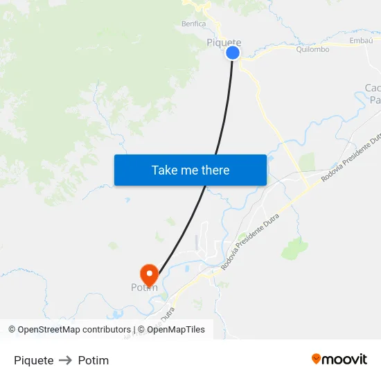 Piquete to Potim map