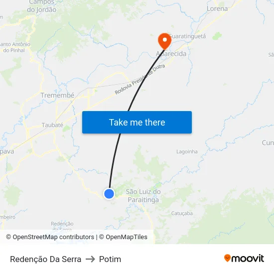 Redenção Da Serra to Potim map