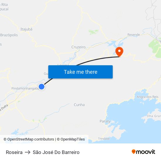 Roseira to São José Do Barreiro map