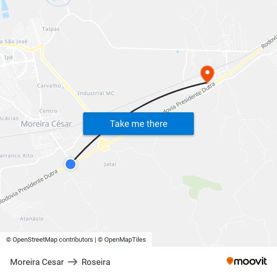 Moreira Cesar to Roseira map