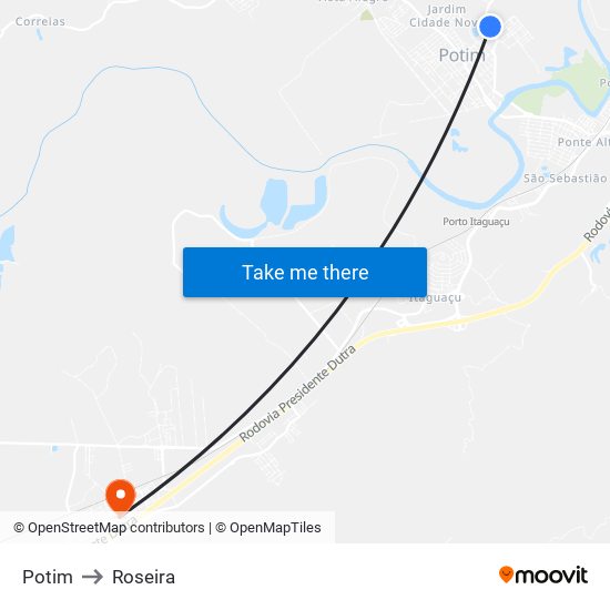 Potim to Roseira map