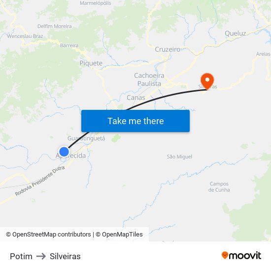 Potim to Silveiras map