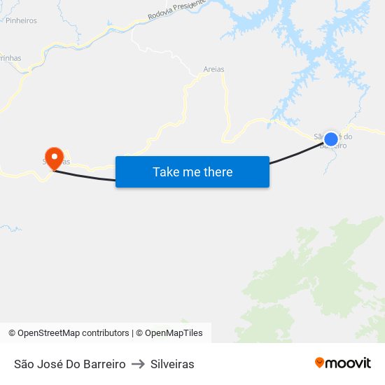 São José Do Barreiro to Silveiras map