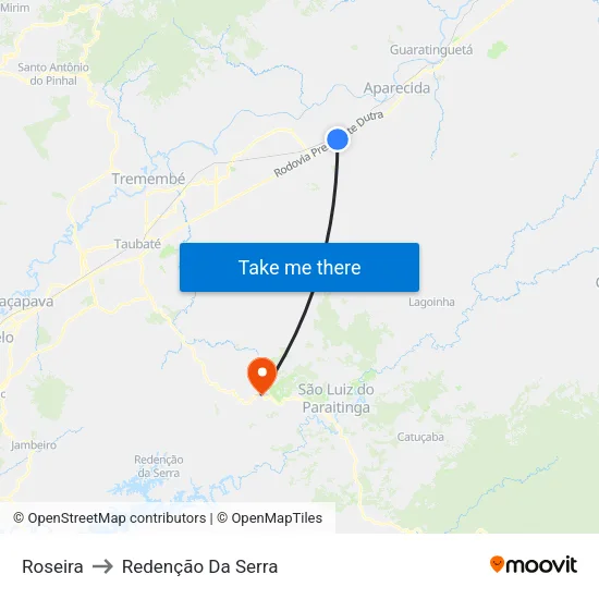 Roseira to Redenção Da Serra map