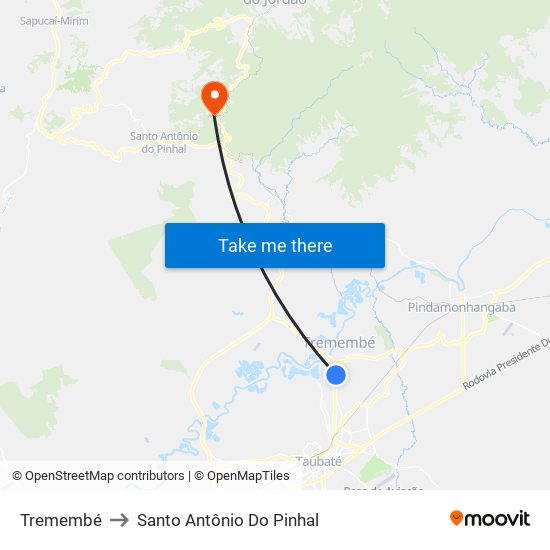 Tremembé to Santo Antônio Do Pinhal map