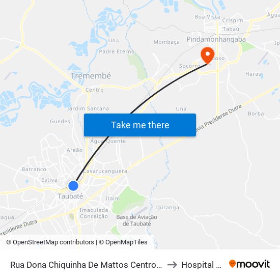 Rua Dona Chiquinha De Mattos Centro Taubaté - São Paulo 12020 Brasil to Hospital 10 de Julho map