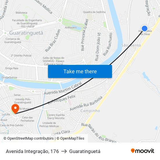 Avenida Integração, 176 to Guaratinguetá map
