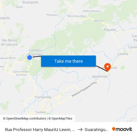 Rua Professor Harry Mauritz Lewin, 246 to Guaratinguetá map