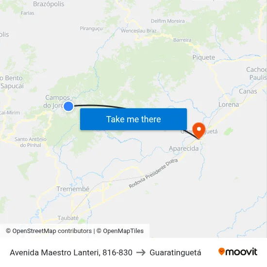 Avenida Maestro Lanteri, 816-830 to Guaratinguetá map