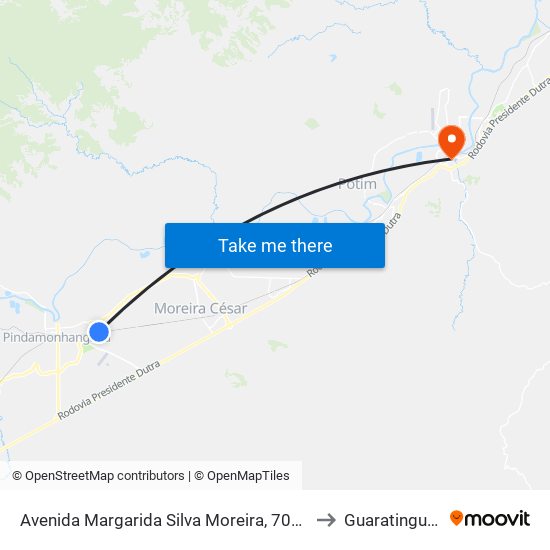 Avenida Margarida Silva Moreira, 702-752 to Guaratinguetá map
