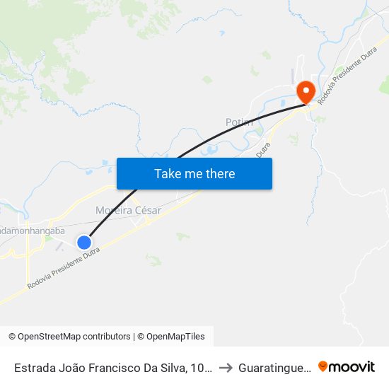 Estrada João Francisco Da Silva, 1040 to Guaratinguetá map