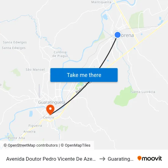 Avenida Doutor Pedro Vicente De Azevedo, 259 to Guaratinguetá map