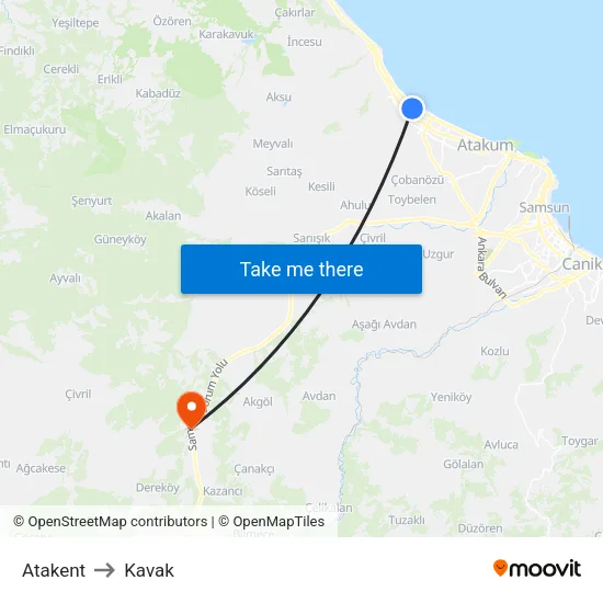 30412 - Atakent to Kavak map