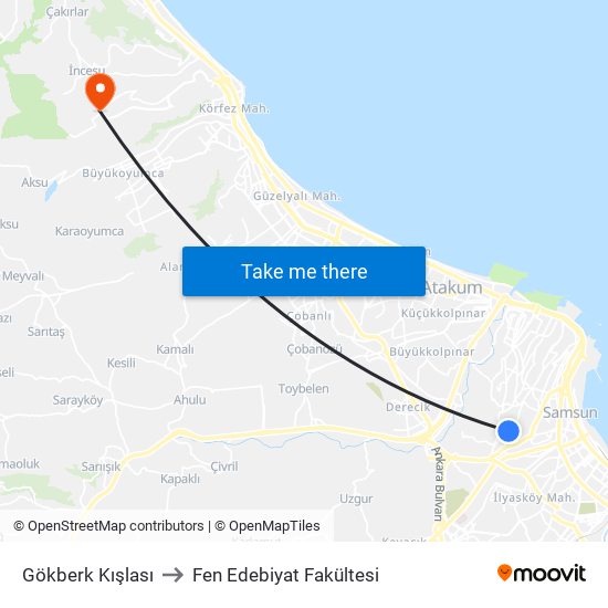 Gökberk Kışlası to Fen Edebiyat Fakültesi map