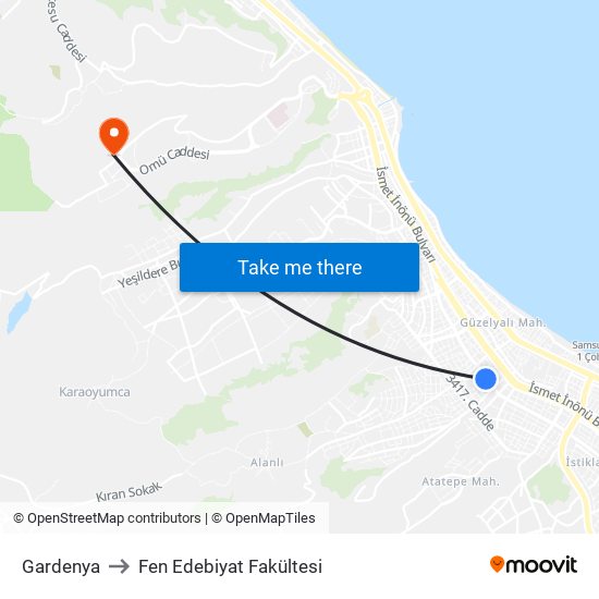 Gardenya to Fen Edebiyat Fakültesi map