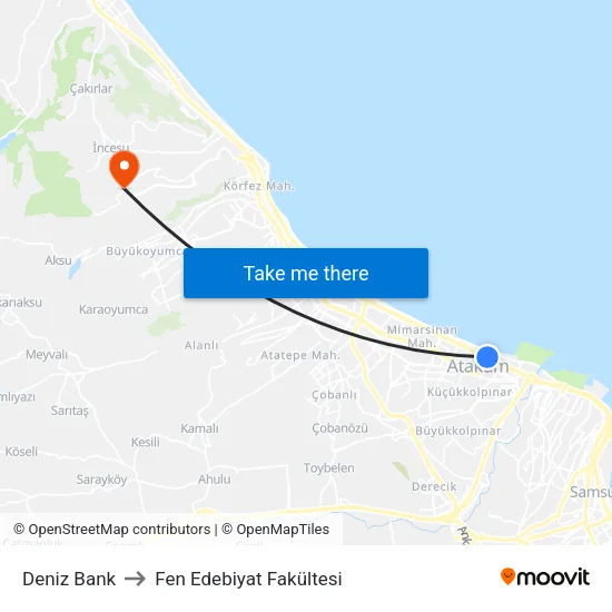 Deniz Bank to Fen Edebiyat Fakültesi map