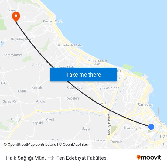 Halk Sağlığı Müd. to Fen Edebiyat Fakültesi map