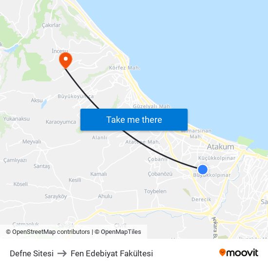 Defne Sitesi to Fen Edebiyat Fakültesi map