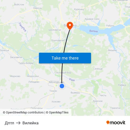 Дптл to Вилейка map